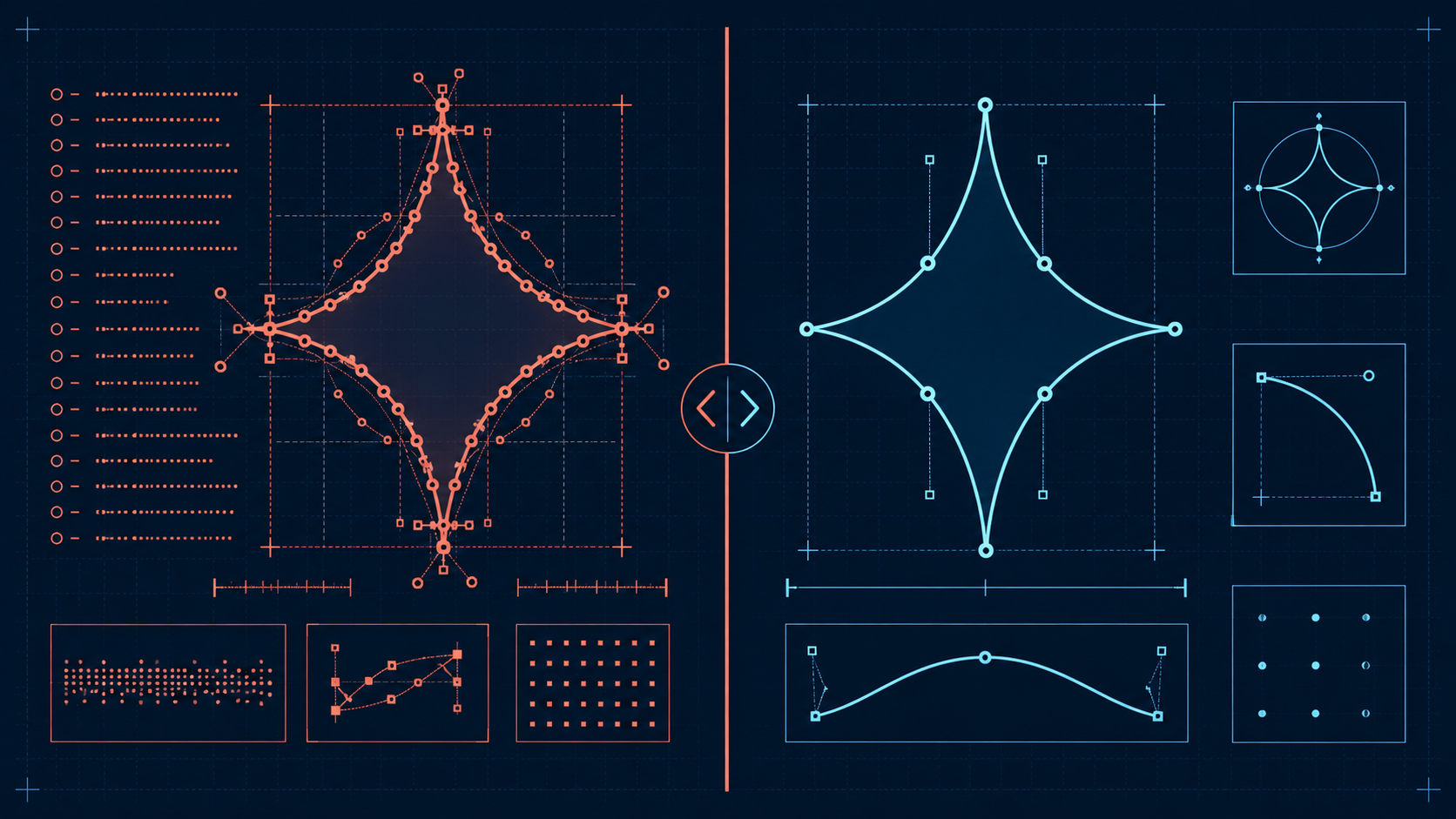 Technical comparison of detailed SVG coordinates and a clean optimized vector path