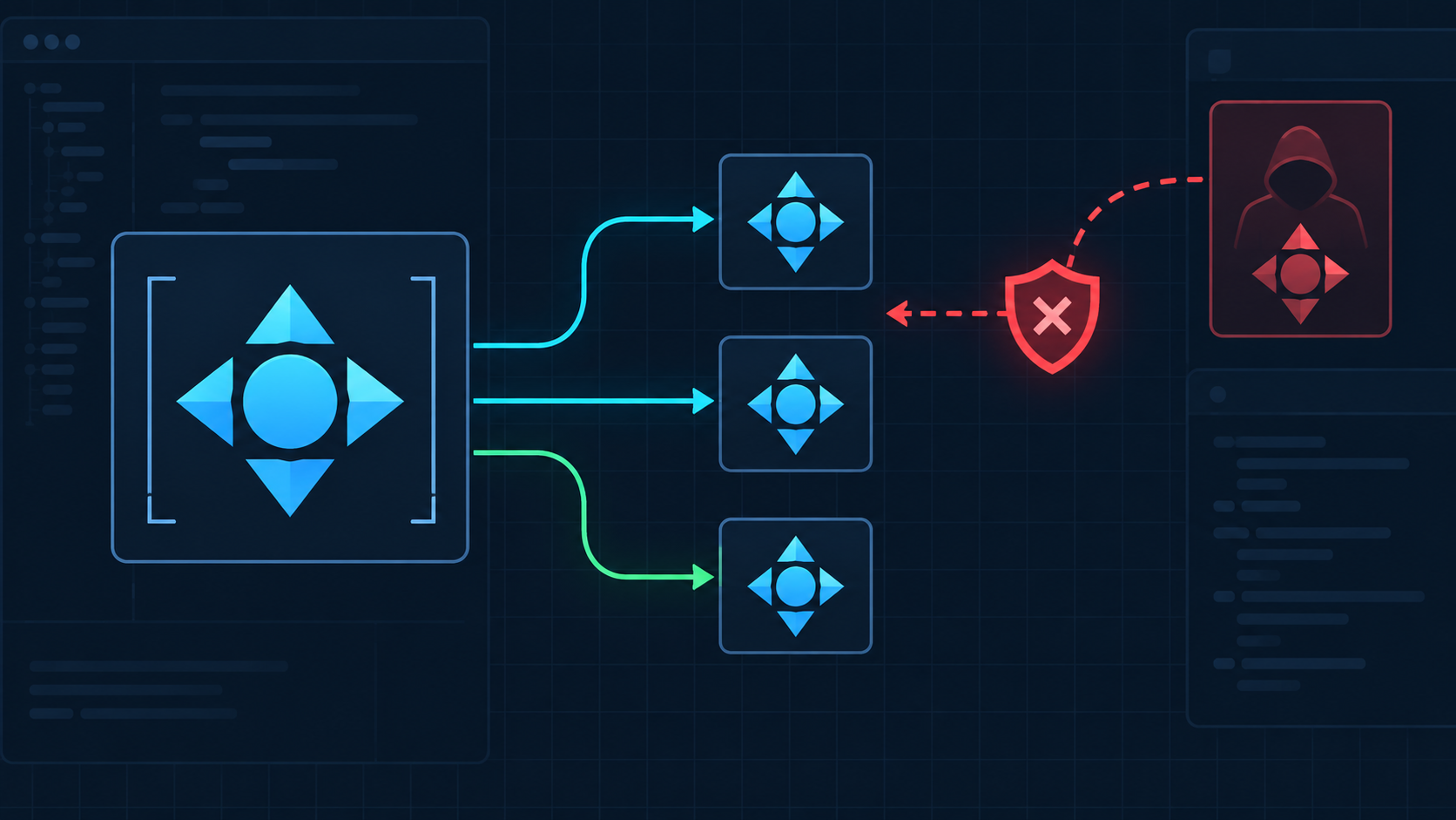 Diagram of safe local SVG symbol clones and a blocked external use reference