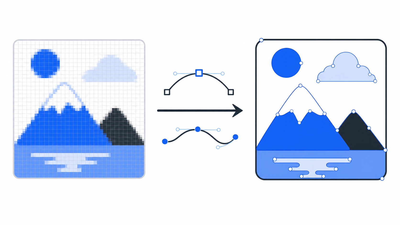 WebP raster pixels being traced into clean SVG vector paths